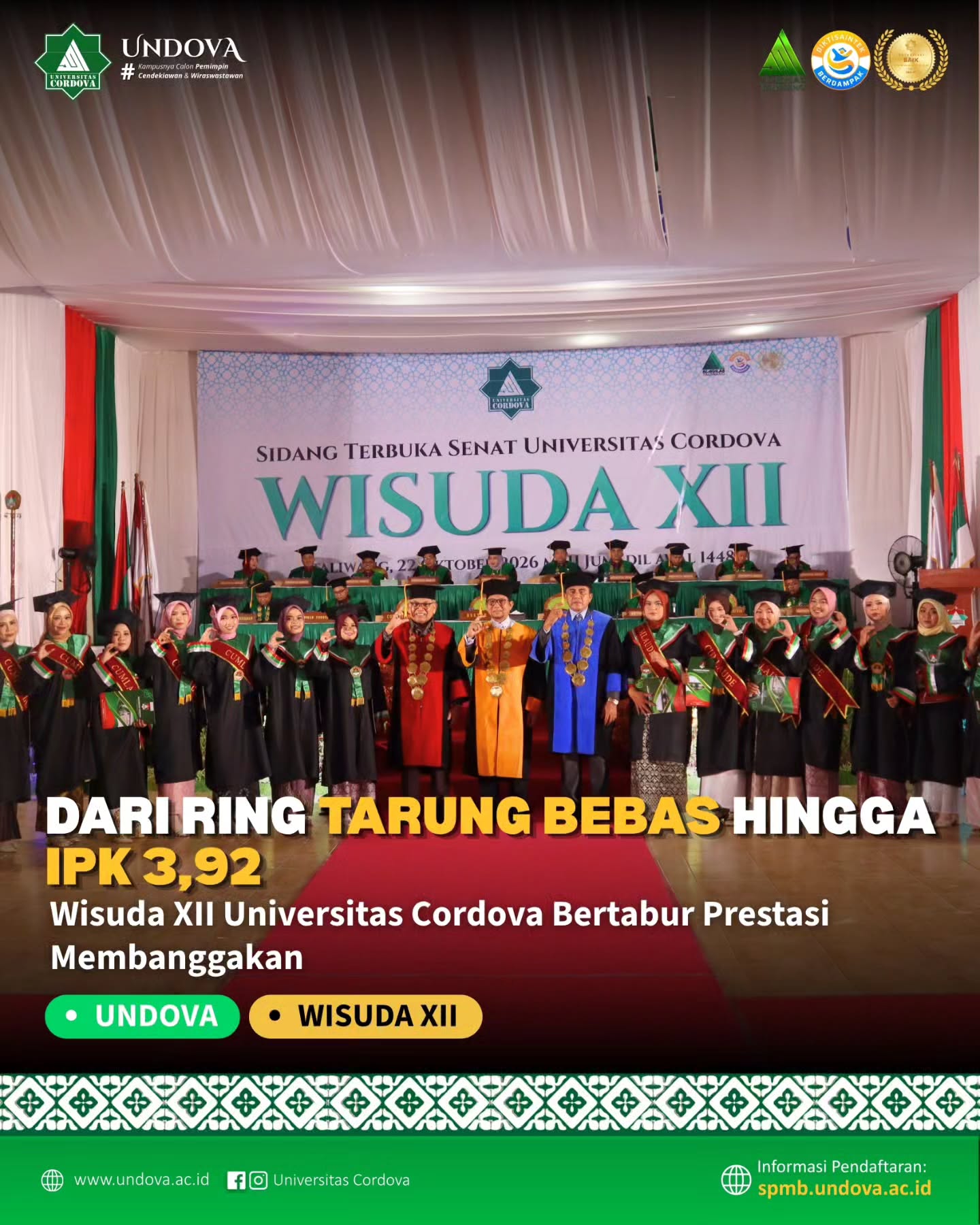 🎓🔥 Dari Ring Tarung Bebas hingga IPK 3,92, Wisuda XII Universitas Cordova Bertabur Prestasi!